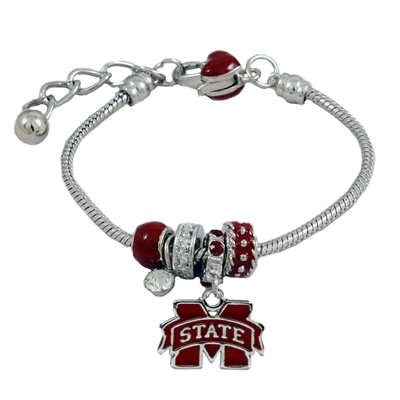 College Fashion Crystal Mississippi State University Logo Charms Betsy Bracelet