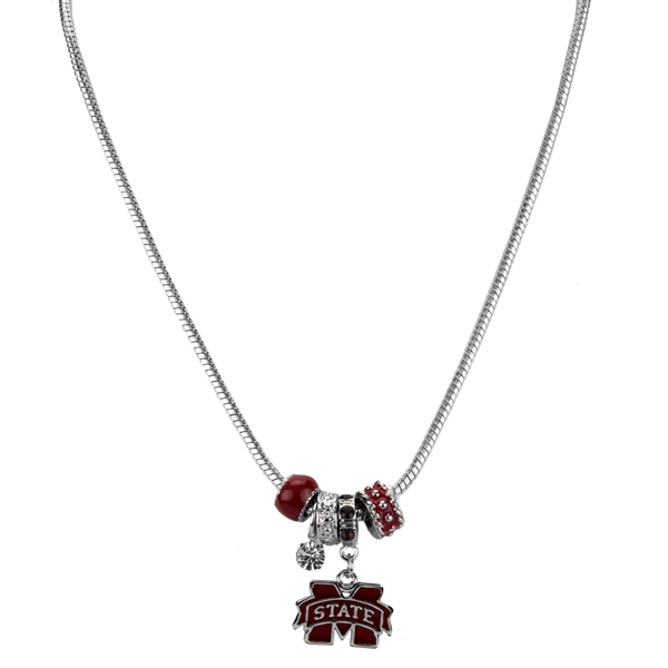 College Fashion Crystal Mississippi State University Logo Charms Natalya Necklace