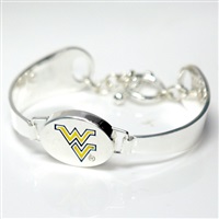 Silver Engraved Team Logo Bracelet West Virginia Mountaineer