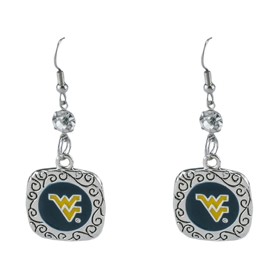 Square Pride Earrings WVU Mountaineer Designer Silver Jewelry