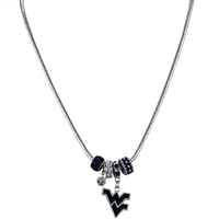 College Fashion Crystal West Virginia University Logo Charms MVP Necklace