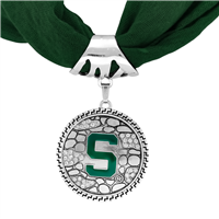 College Fashion Michigan State University Crystals Ornate Scarf Pendant Charm