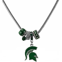 College Fashion Crystal Michigan State University Logo Charms Natalya Necklace