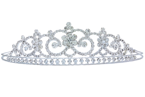 Fashion Bridal Sparkling Diamond Crystals Silver Toned Tiara