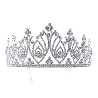 Fashion Bridal Sparkling Diamond Crystals Silver Toned Tiara