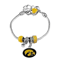 College Fashion Crystal University of Iowa Logo Charms Betsy Bracelet