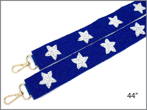 Blue & White Seed Bead Stars Fashion Strap