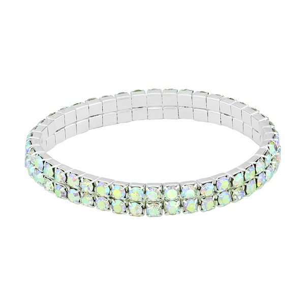 Gorgeous & Sparkling 4mm Iridescent Crystals 2 Line Stretch Bracelet