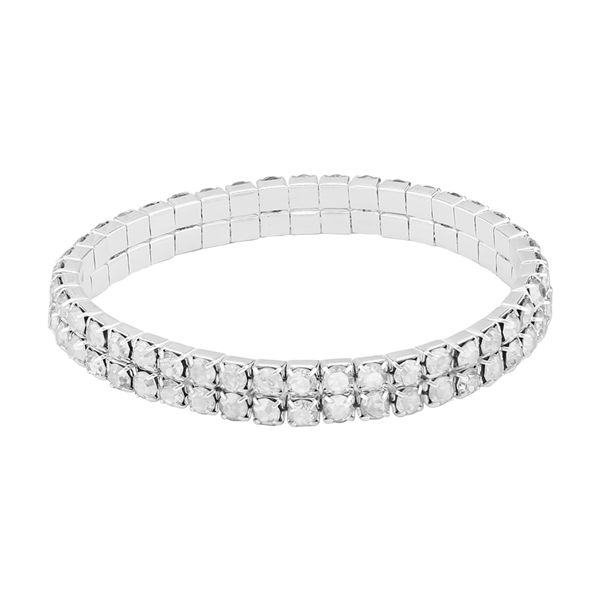 Gorgeous & Sparkling 4mm Clear Crystals 2 Line Stretch Bracelet