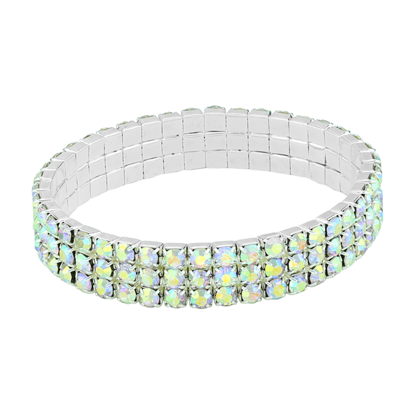 Gorgeous & Sparkling 4mm Iridescent Crystals 3 Line Stretch Bracelet