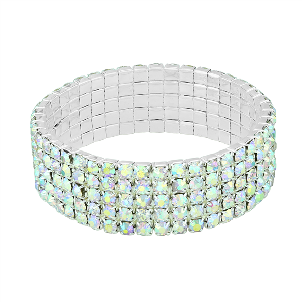 Gorgeous & Sparkling 4mm Iridescent Crystals 5 Line Stretch Bracelet