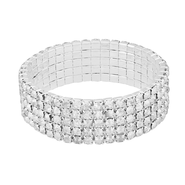 Gorgeous & Sparkling 4mm Clear Crystals 5 Line Stretch Bracelet