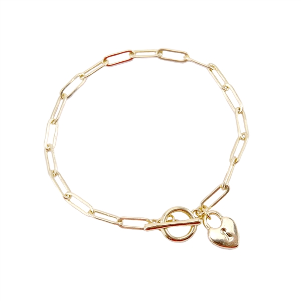 Golden Locket Charm Toggle Bracelet