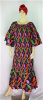Fashion Unique Vibrant Print African Muu Long Smocked Maxi Dress