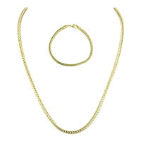 Gold Smooth Cut Snake Chain Bracelet & Necklace Set