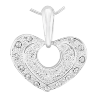 Sparkling Crystal Silver Heart Pendant Charm