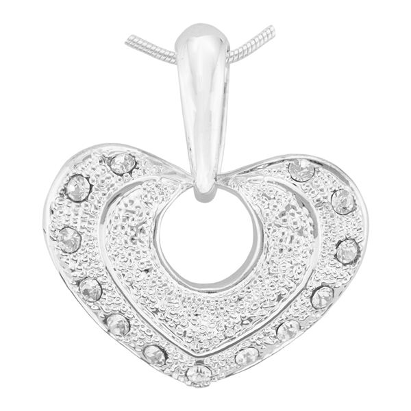 Sparkling Crystal Silver Heart Pendant Charm