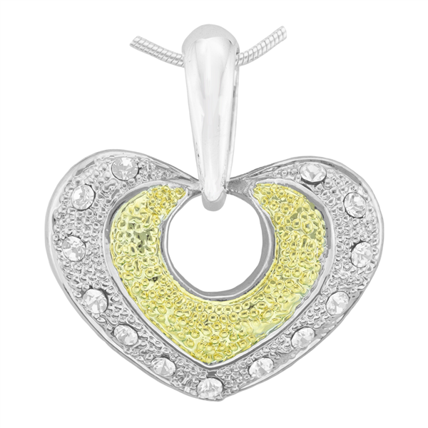 Sparkling Crystal Two-Tone Heart Pendant Charm