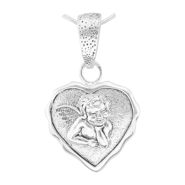 Cute Spiritual Valentine Silver Angel Heart Pendant Charm