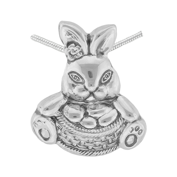 Springtime Silver Toned Easter Bunny Basket Pendant Charm