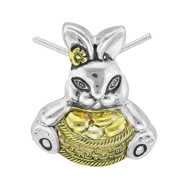 Springtime Two-Toned Easter Bunny Basket Pendant Charm