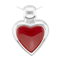 Cute Valentine Silver & Red Heart Pendant Charm