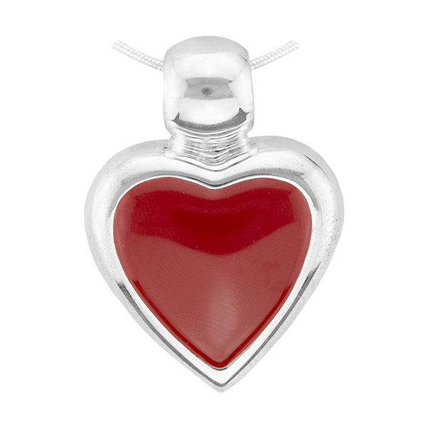 Cute Valentine Silver & Red Heart Pendant Charm
