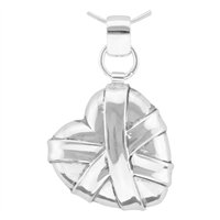 Simple & Cute Ribbon Gift Silver Heart Pendant Charm
