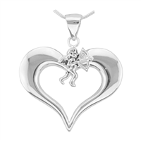 Loving Valentine Silver Cupids Heart Pendant Charm