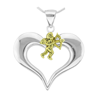 Loving Valentine Two-Tone Cupids Heart Pendant Charm