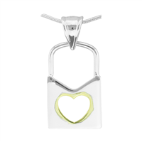 Simple & Cute Valentine Two-Tone Lock Heart Cut-Out Pendant Charm