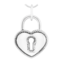 Unique & Beautiful Silver Heart Lock Pendant Charm