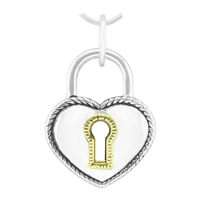 Unique & Beautiful Two-Tone Heart Lock Pendant Charm