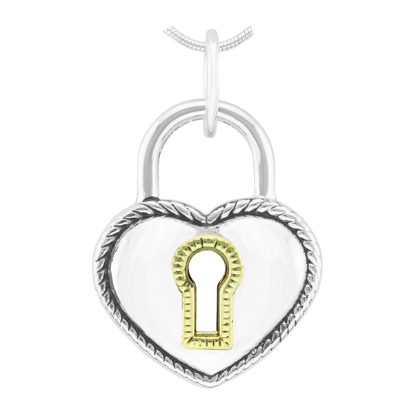 Unique & Beautiful Two-Tone Heart Lock Pendant Charm