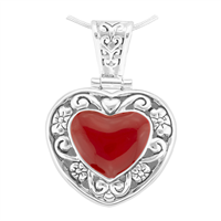 Unique & Stylish Reversible Silver & Red Heart Pendant Charm