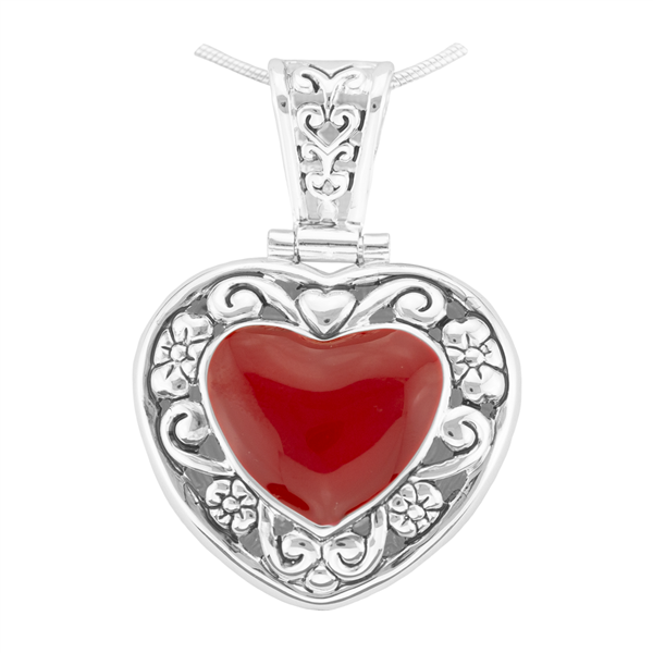 Unique & Stylish Reversible Silver & Red Heart Pendant Charm