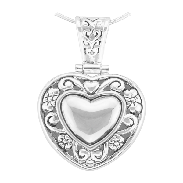 Unique & Stylish Reversible Silver Heart Pendant Charm