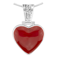 Loving Valentine Reversible Silver & Red Heart Pendant Charm