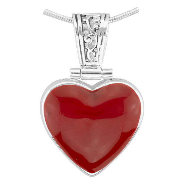 Loving Valentine Reversible Silver & Red Heart Pendant Charm