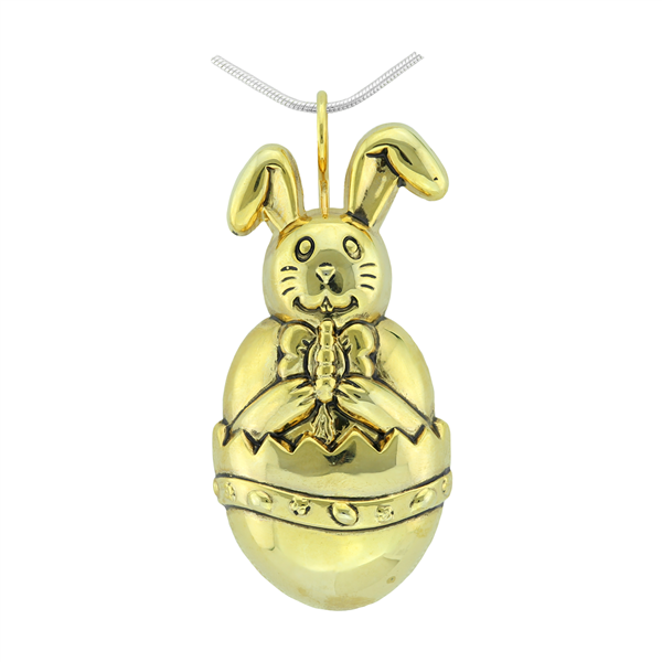 Springtime Gold Toned Easter Bunny Cracked Egg Versatile Pin Pendant Charm