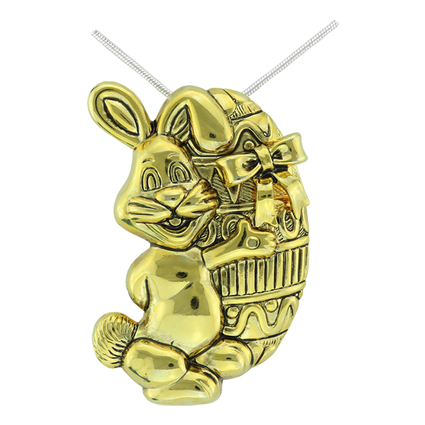 Springtime Gold Toned Easter Bunny Egg Versatile Pin Pendant Charm