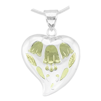 Lively Nature Holly Leaves Two-Tone Etched Pattern Heart Pendant Charm