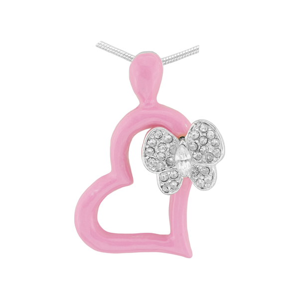 Cute & Stylish Crystal Butterfly Pink Heart Pendant Charm