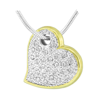 Sparkling Crystal Valentine Two-Tone Heart Pendant Charm