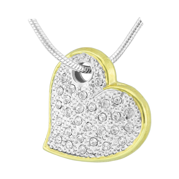 Sparkling Crystal Valentine Two-Tone Heart Pendant Charm