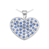 Sparkling Crystal Valentine Silver & Blue Heart Pendant Charm