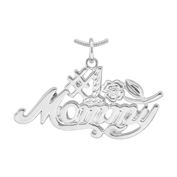 Worlds Greatest #1 Mommy Silver Pendant Charm