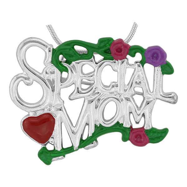 Stylish Multi-Colored Special Mom Floral Heart Charm Mother's Day Pin Brooch Pendant