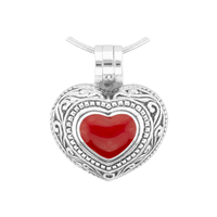 Small & Cute 2 in 1 Silver & Red Heart Pendant Locket Charm