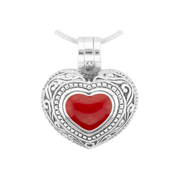 Small & Cute 2 in 1 Silver & Red Heart Pendant Locket Charm